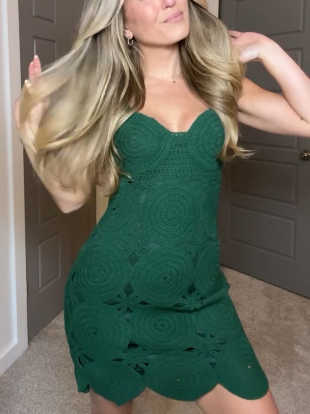 Women’s VICI Green Crochet Bodycon Dress